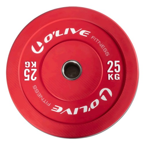 Disco Olímpico Bumper O'Live Fitness, 25 kg Rojo