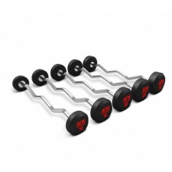 Kit 5 barras Z bíceps goma R plus 10 a 30 kg.