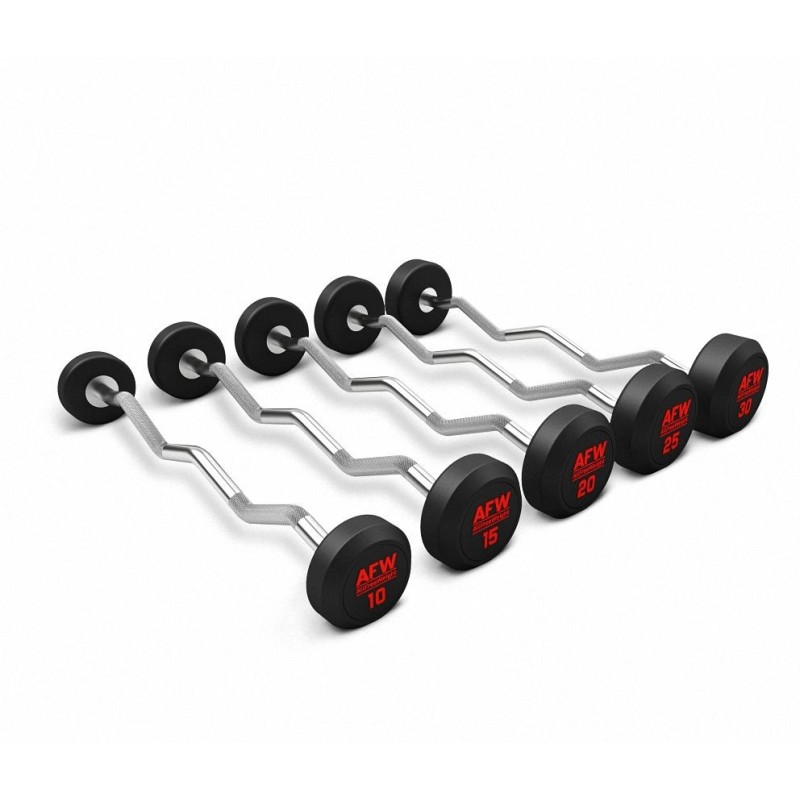 Kit 5 barras Z bíceps goma R plus 10 a 30 kg.