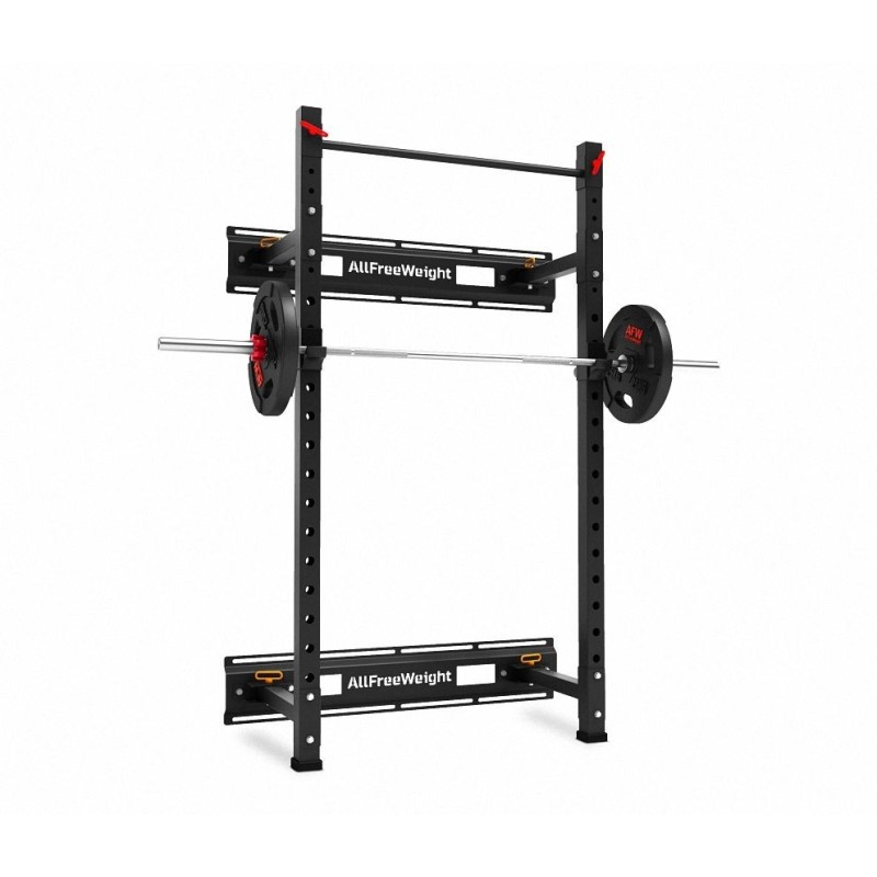 Rack sentadillas abatible con barra de dominadas