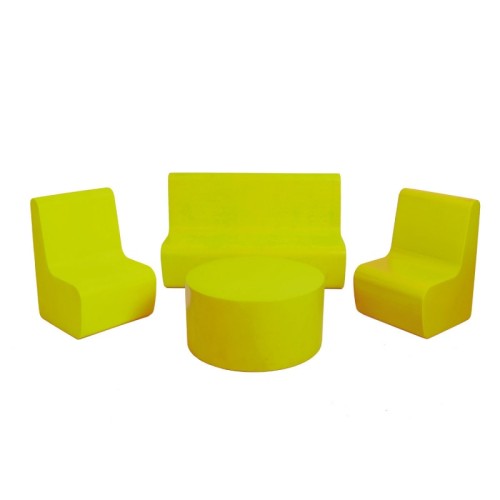 SET Sofa+2 Sillones+mesa Foam Amarillo Fluor | E-kipat Andorra