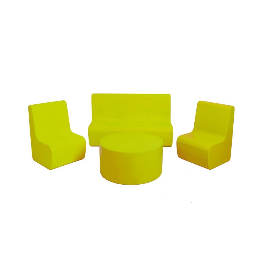 SET Sofa+2 Sillones+mesa Foam Amarillo Fluor | E-kipat Andorra