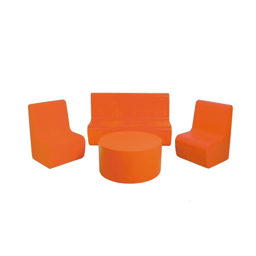 SET Sofa+2 Sillones+mesa Foam Naranja Fluor | E-kipat Andorra