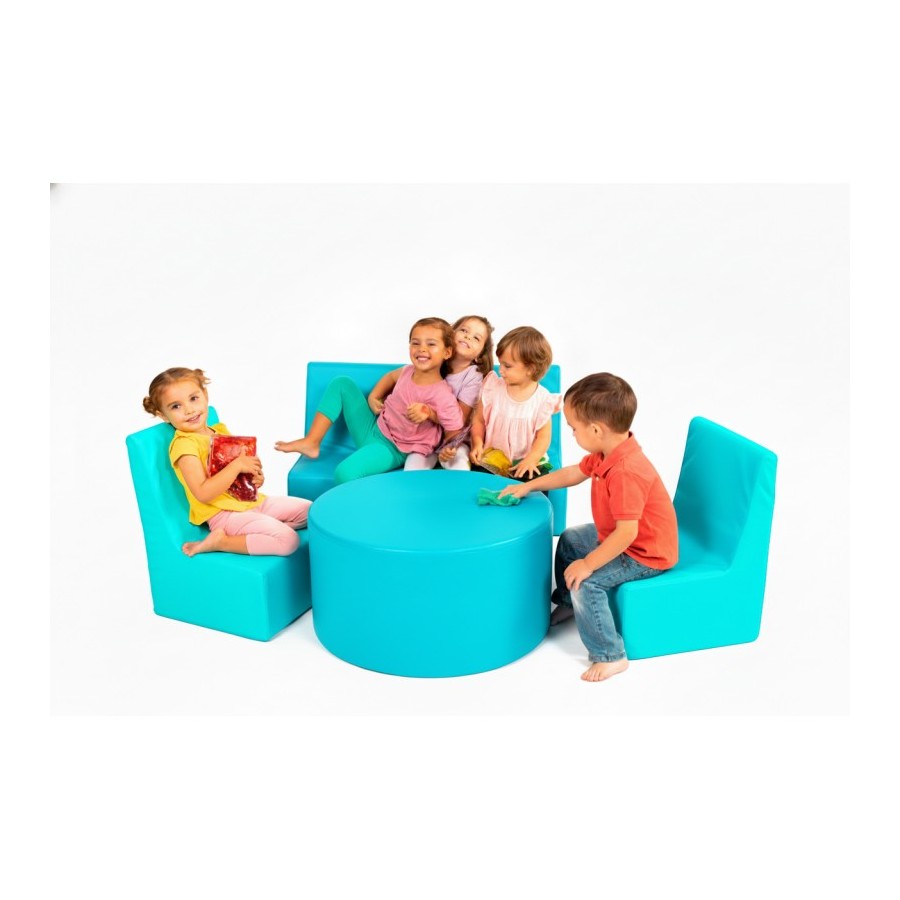 SET Sofa+2 Sillones+mesa Cuero Sintetico Blue | E-kipat Andorra