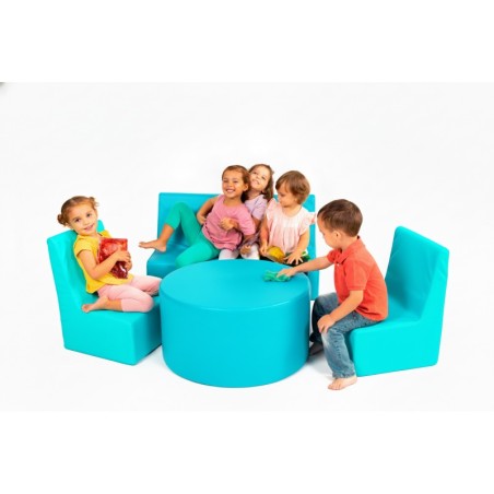 SET Sofa+2 Sillones+mesa Cuero Sintetico Blue | E-kipat Andorra