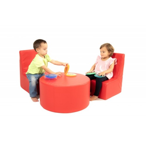SET Rincón 2 Sillas+mesa Cuero Sintetico RED | E-kipat Andorra