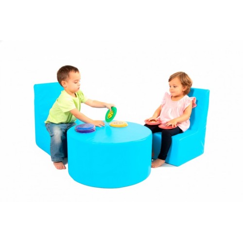 SET Rincón 2 Sillas+mesa Cuero Sintetico Blue | E-kipat Andorra
