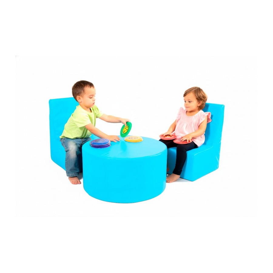 SET Rincón 2 Sillas+mesa Cuero Sintetico Blue | E-kipat Andorra