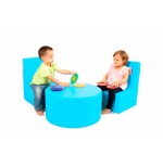 SET Rincón 2 Sillas+mesa Cuero Sintetico Blue | E-kipat Andorra