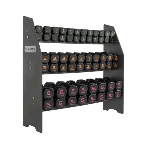 Mueble Mancuernas Studio Goma Doble Compac O'Live Fitness