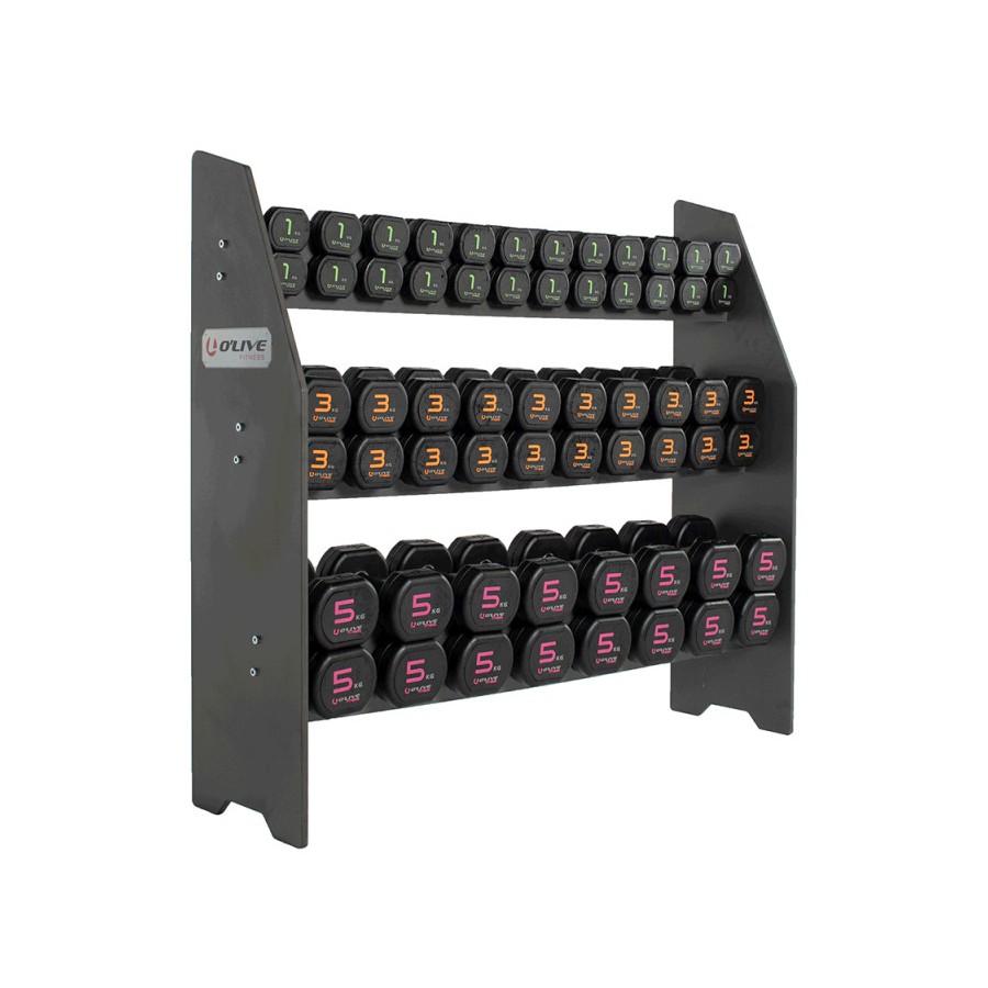 Mueble Mancuernas Studio Goma Doble Compac O'Live Fitness